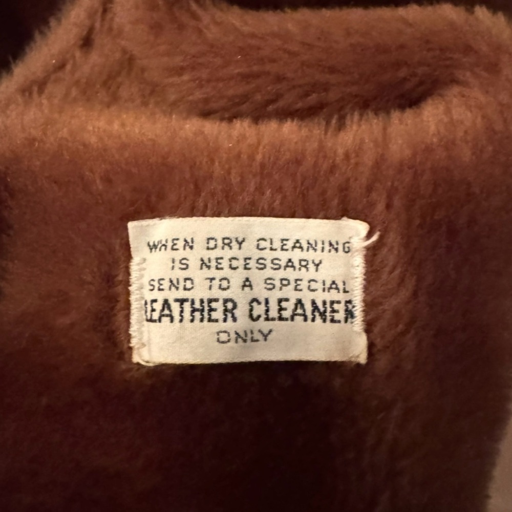SALE * Vintage Sears Leather Shop Suede Cognac Faux Shearling Coat - Picture 6 of 9